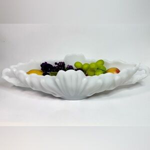 1950s Milk Glass Jeanette Centerpiece Bowl – 16" vintage MCM decor